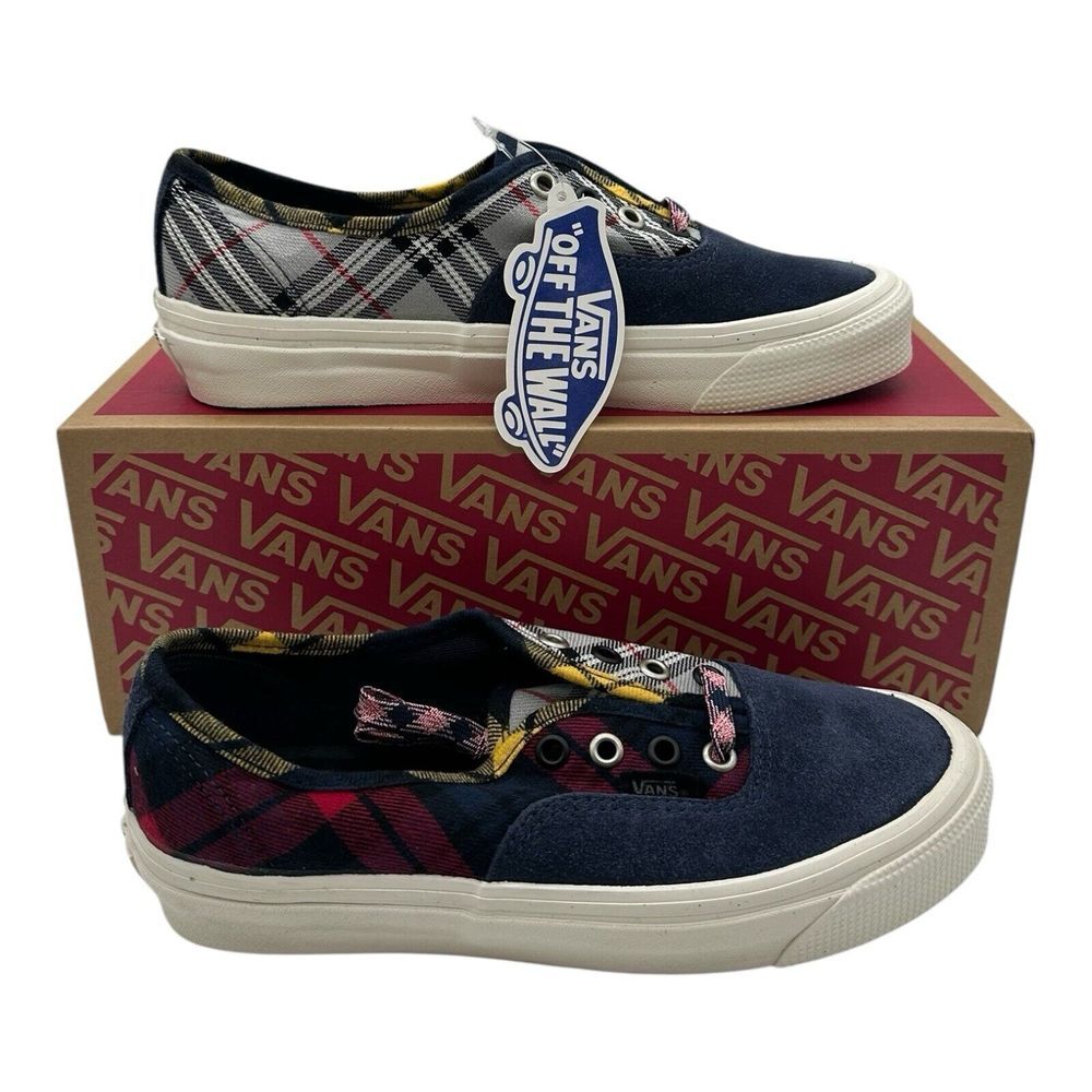 Vans Anaheim Factory Authentic 44 DX Shoes Mens 5.5 Womens 7 Gray Blue Plaid